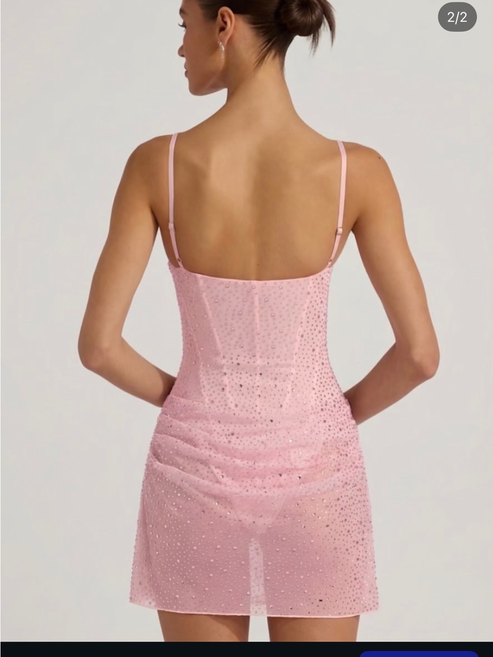Oh Polly Pink Beaded Sheer Slip Dress - Picture 2 of 2